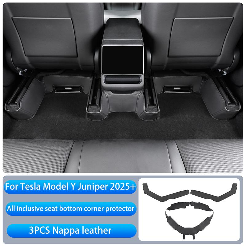 Для Tesla Model Y Juniper 2025+ Панель боковой части центральной консоли Защитная накладка от пинков Кожаная наклейка Накладка на ноги Автоаксессуары