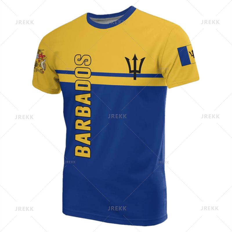 Барбадос Этнический Флаг Карта Принт Футболка Герб Барбадоса Графическая Футболка Модная Уличная Одежда Короткий Рукав Мужская Одежда