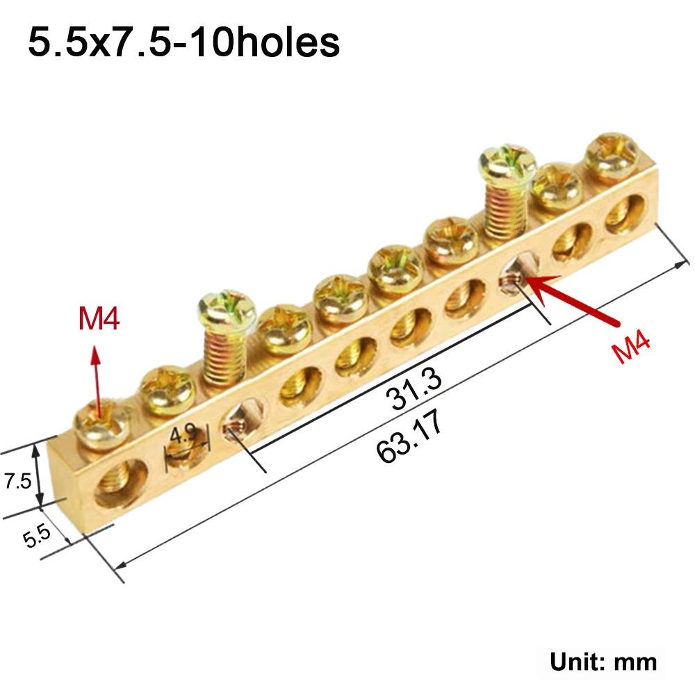 Copper Wire Connector With Hole Screw Terminal Block Brass Connection Row  Electrical