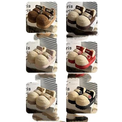 Женские зимние уличные ботинки на толстой подошве и с плюшевой подкладкой, теплые, для снега, противоскользящие плюшевые хлопковые тапочки