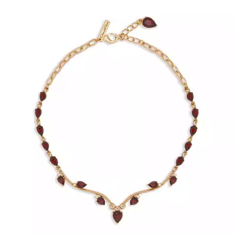 ODLR Retro Gold Crystal Vine Necklace - High-End European & American Design