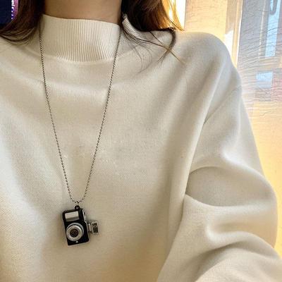 Ожерелье в стиле ретро хип-хоп диско: Маленькая подвеска-свитер в виде камеры для женщин - модный, универсальный, уникальный аксессуар