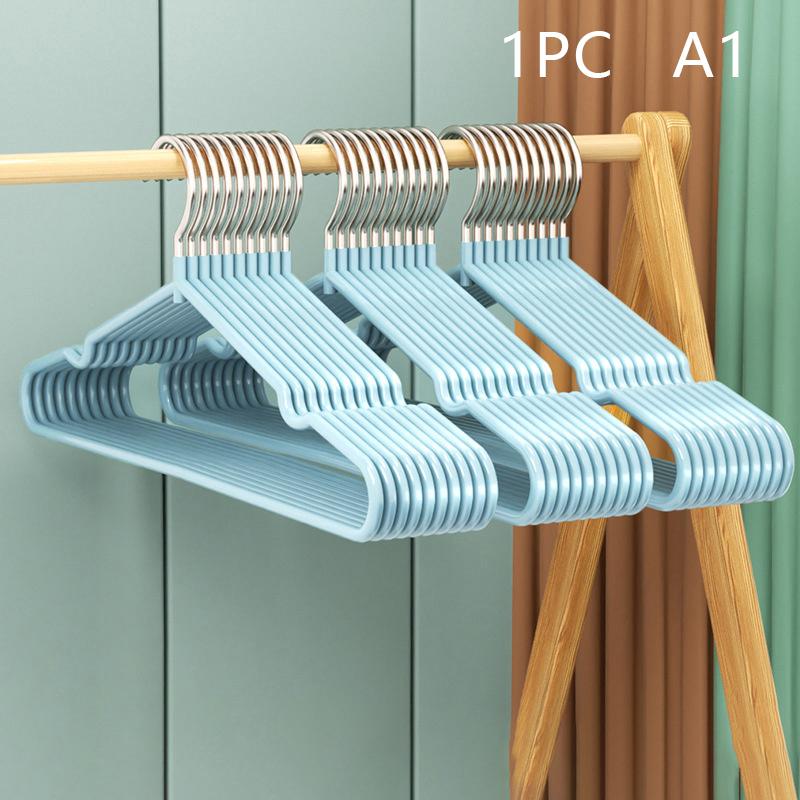 Clothes Hanger Hanger With Grooves For Airing Children Adult Metal Simple Thick Non-Slip Dip Plastic Coat Hanger Blue Green