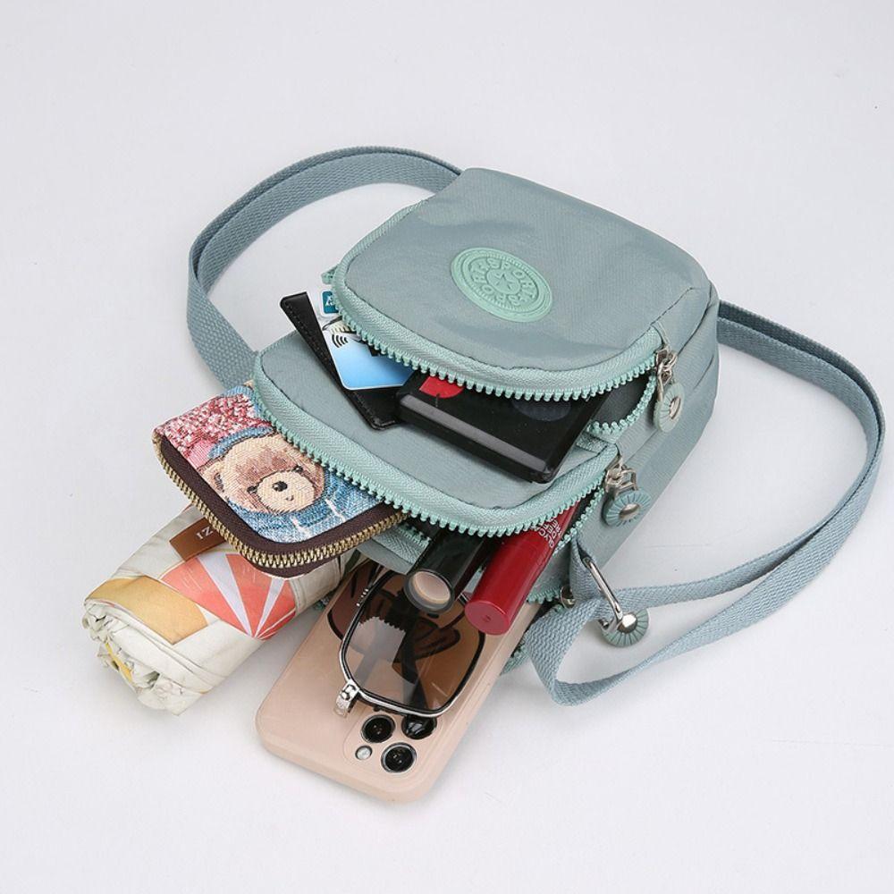 Квадратная нейлоновая сумка через плечо с регулируемым ремешком, маленькая сумка для телефона, простая сумка через плечо на молнии для женщин