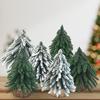 Mini Christmas Tree Ornaments Realistic Green Pine Tree Snow-Covered Christmas Tree Desktop