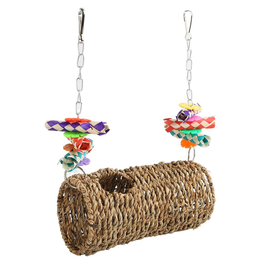 Туннель из травы для попугаев, жевательный, расслабляющий, качели, плетеный домик для птиц, игрушка с отверстием для волнистого попугайчика