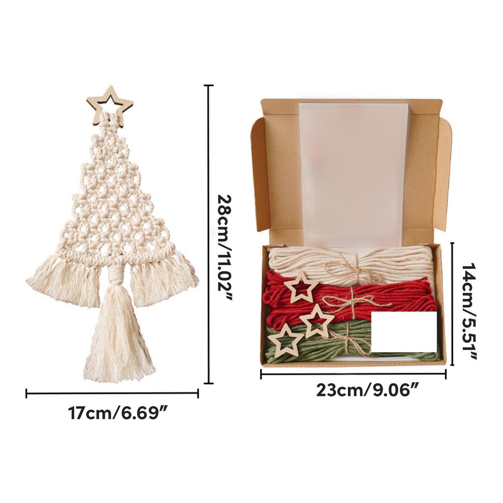Bohemian Tassels Christmas Tree DIY Material Pack Set Handwork Wall Hanging XmasTree Macrames Kits for Living Room Decor