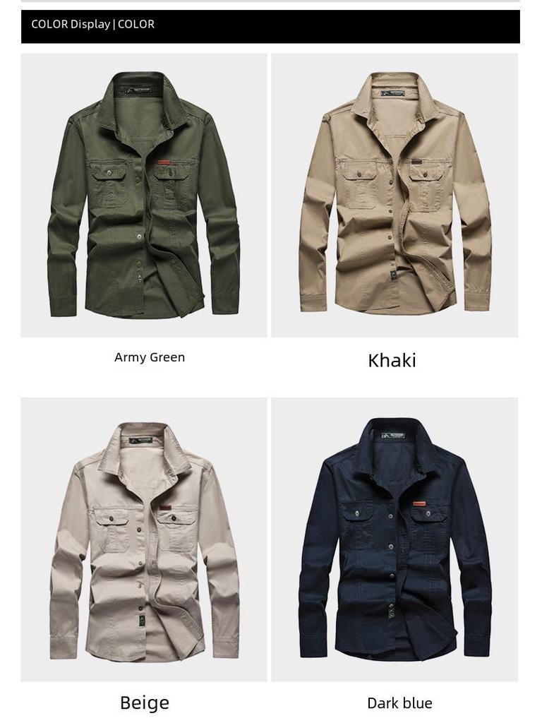 Новая хлопковая рубашка с длинным рукавом для мужчин среднего возраста и молодых мужчин - Отдых на природе