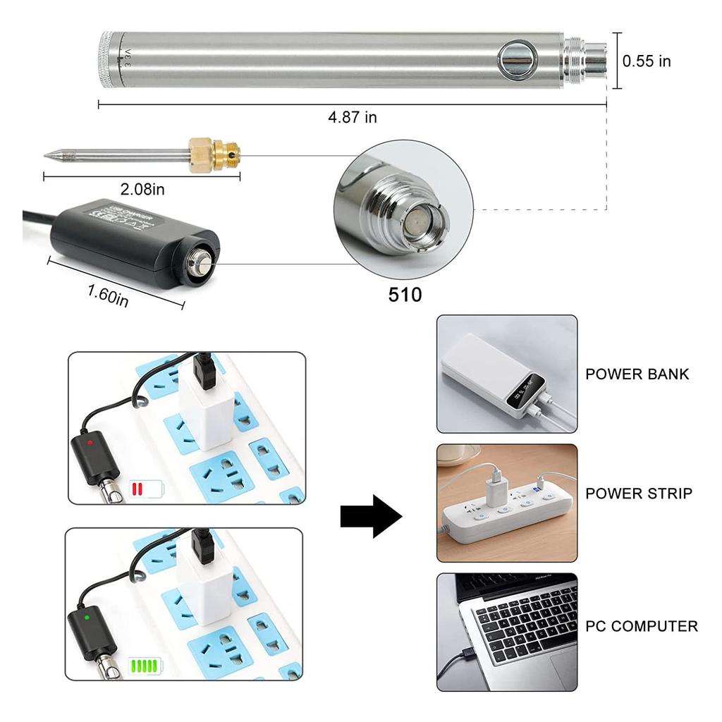 USB Soldering Iron Wireless Charging Welding Tool Portable Battery Powered for Indoor Outdoor