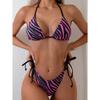 New Zebra Pattern Strap-on Neck Bikini Triangle Bag Split Swimsuit
