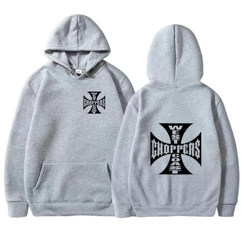 Мужские и Женские Хлопковые Толстовки Плюс Флис West Coast Choppers Логотип Железного Креста Худи Осень и Зима Уличная Повседневная Одежда