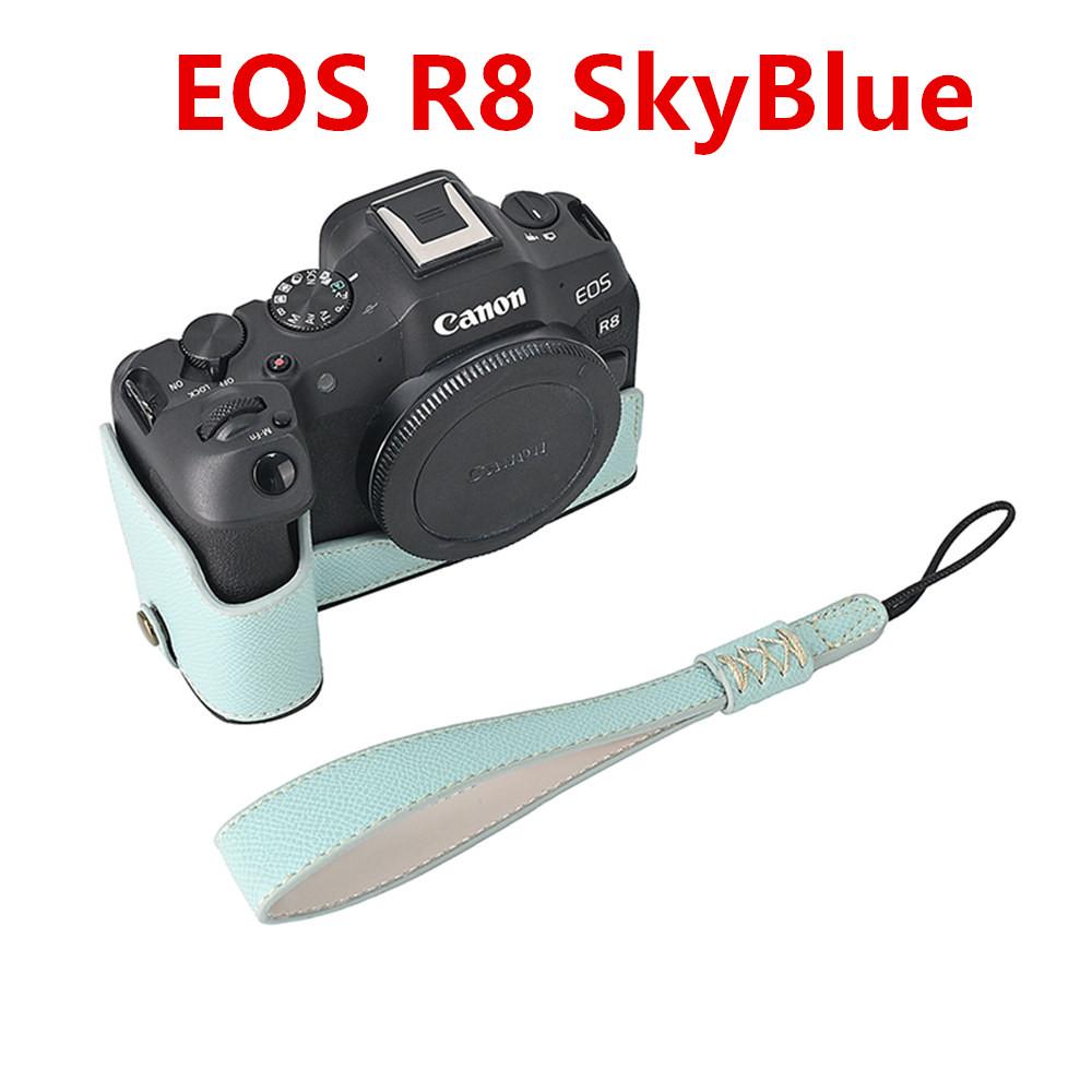 Получехол для камеры из ПУ кожи с принтом пальм для Canon EOS R50 R10 R8, с отверстием для батареи, нижней крышкой и ремешком для руки