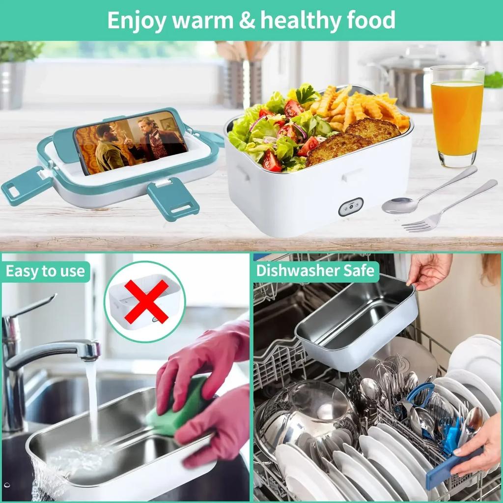 Box 80W Food Warmer Heater Lunch Boxes for Adults for Car/Truck Portable Food Heating Boxes 1.8L Container