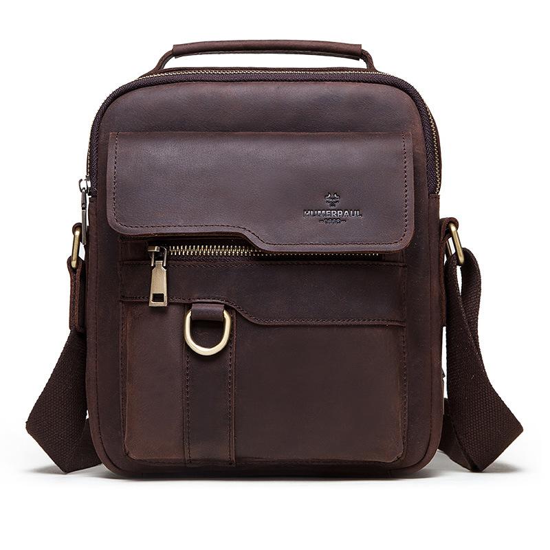 Crossbody Bag Men's Crazy Horse Leather Shoulder Bag Retro Men's Bag Multi-functional Bag