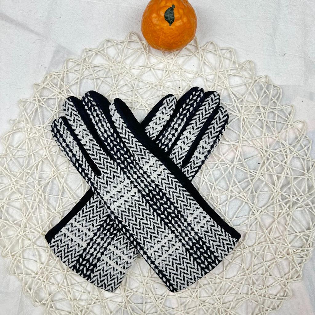 Перчатки из замши для японских девушек, клетчатые, флисовые, утолщенные, термоперчатки для студенток с разделением пальцев