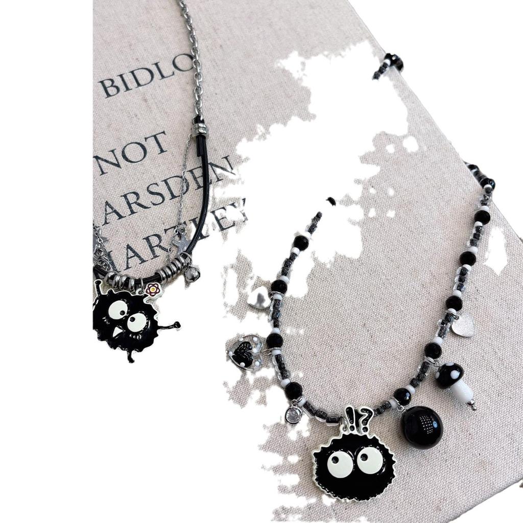 Корейское ожерелье с угольным шариком Dongdaemun Cartoon: Милый, уникальный невыцветающий дизайн для женщин