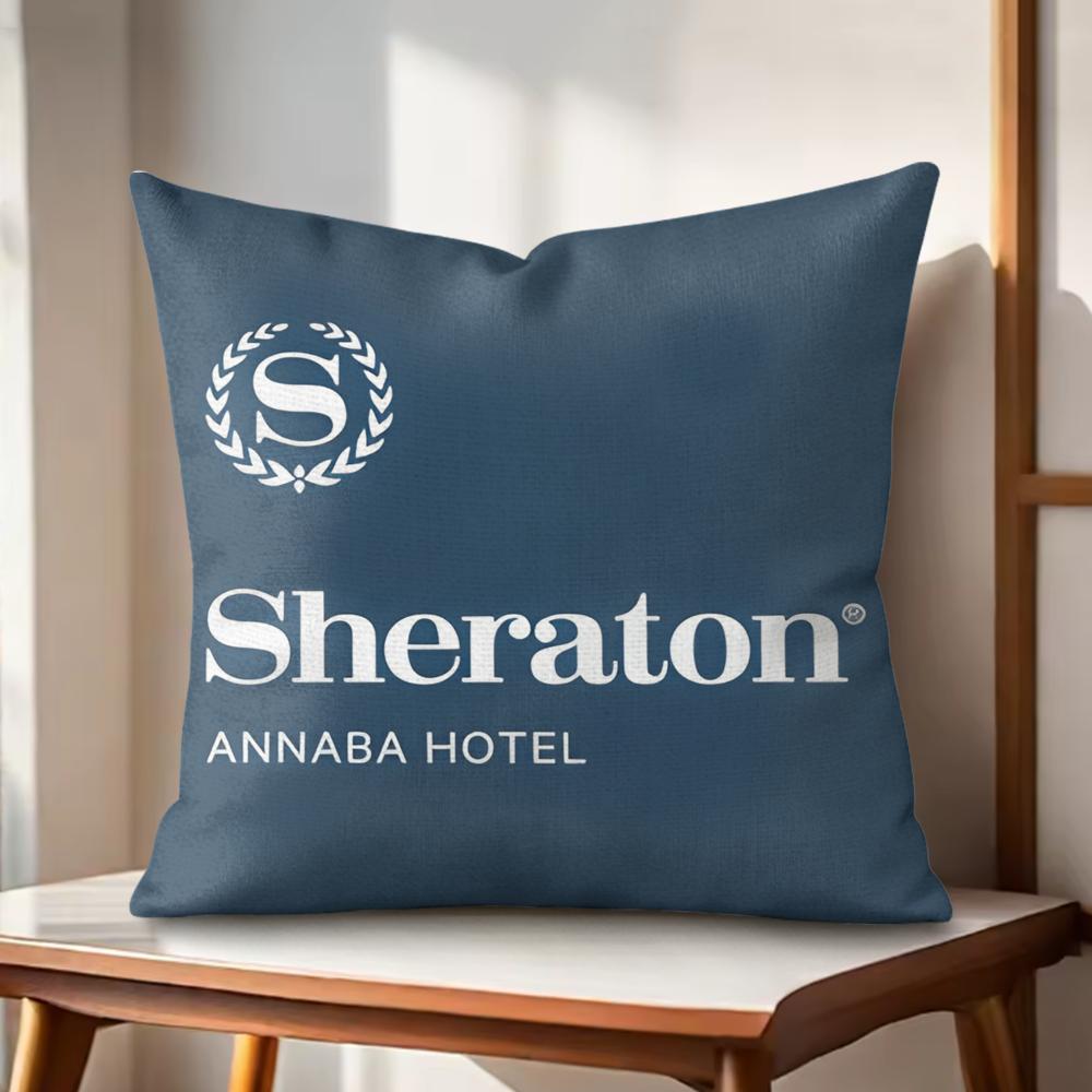 Fashion SSheratonS Hotels Cushion Cover Natural Linen Organic Fabric DoubleSided Printing Couch Pillow Covers Home Decor