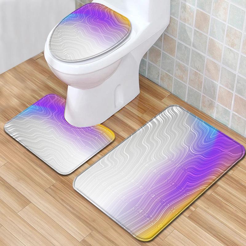Gradual Change Pattern Toilet Floor Mat Three-Piece Bathroom Three-Piece Carpet Door Mat