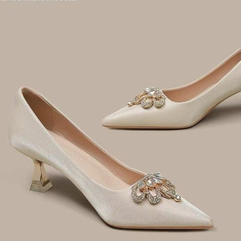 Повседневные сандалии для женщин шлепанцы необычные средние каблуки классическая обувь женские блестящие бриллианты острый носок летние сандалии