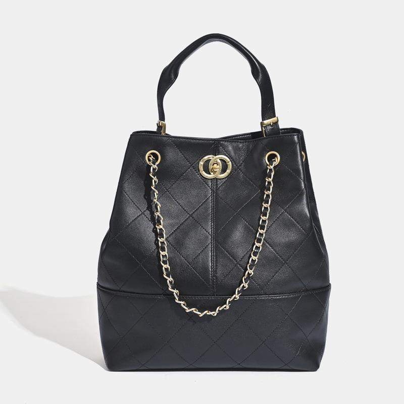 Chic Retro Suede Diamond Pattern Leather Tote Bag for Women