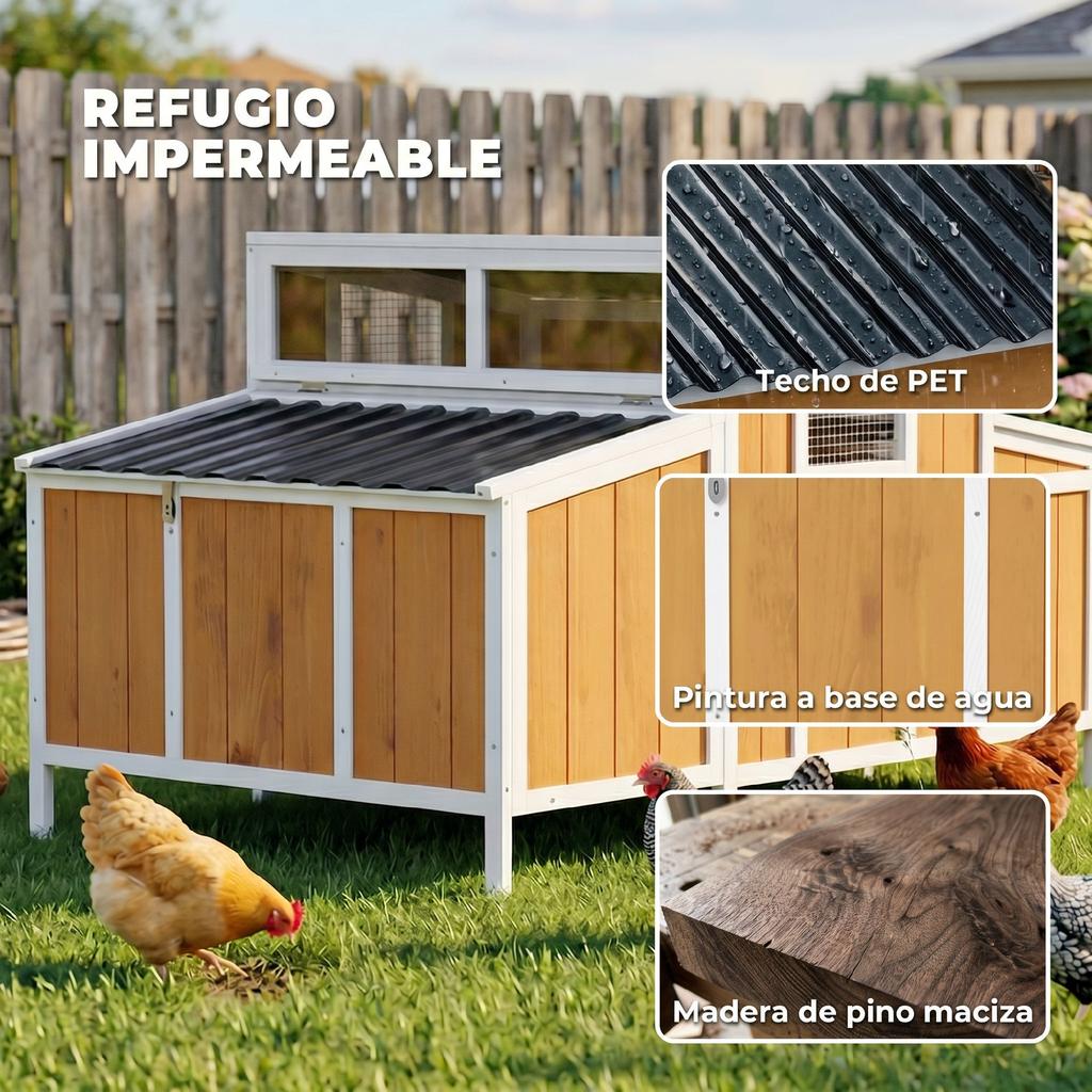 Outdoor Wooden Chicken Coop 145x90x92 cm For 2 4 Chickens With Nest Side House Removable Tray Yellow