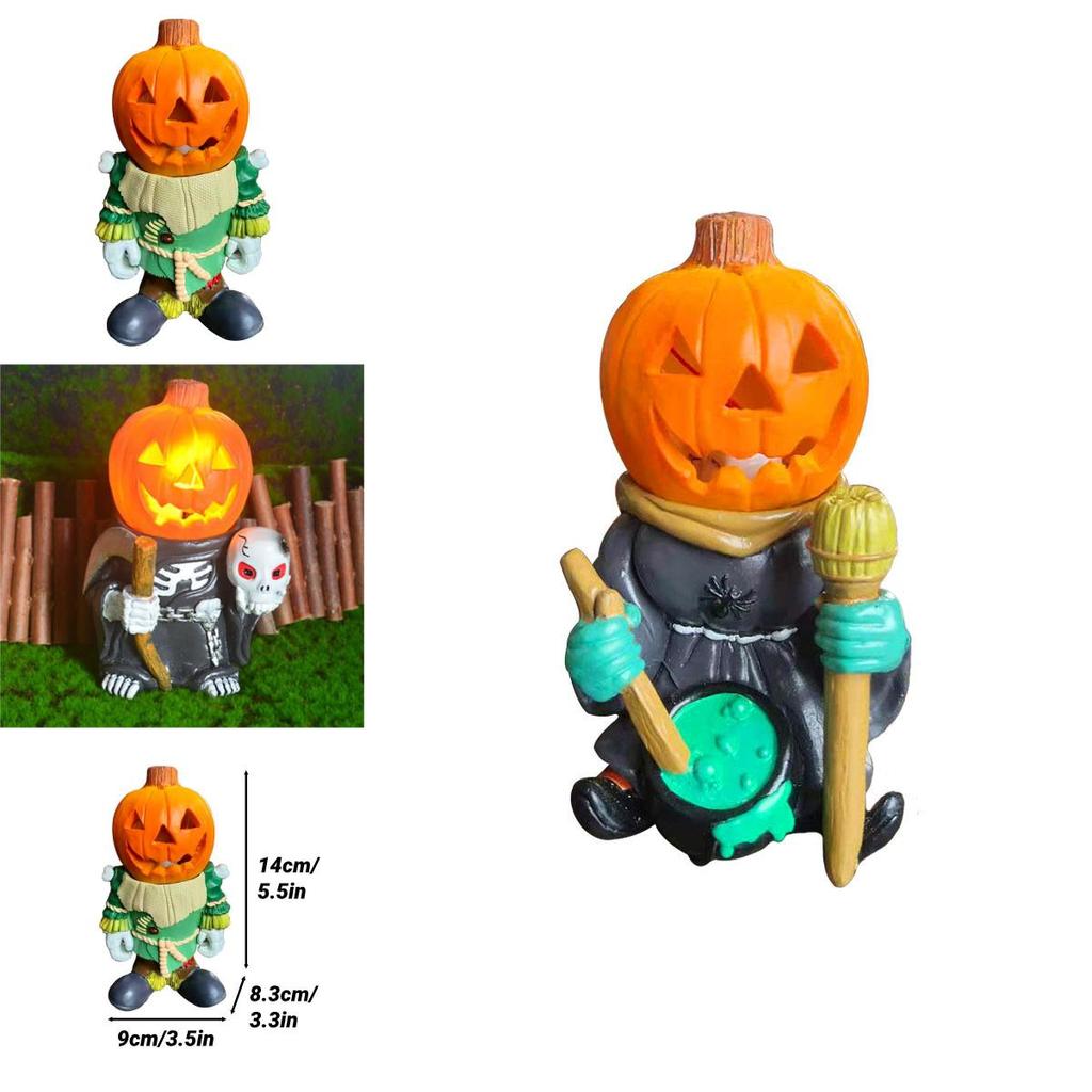 Трансграничный Новый Хэллоуинский подарок Тыква Рыцарь Садовое украшение Светящаяся полимерная фигурка