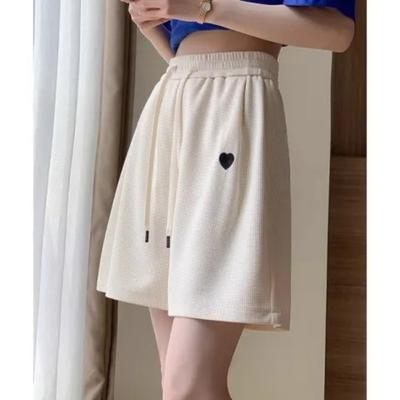 Спортивные шорты для женщин летом, свободные тонкие студенческие повседневные брюки с высокой талией, трапециевидные, широкие брюки с пятью точками, средней длины