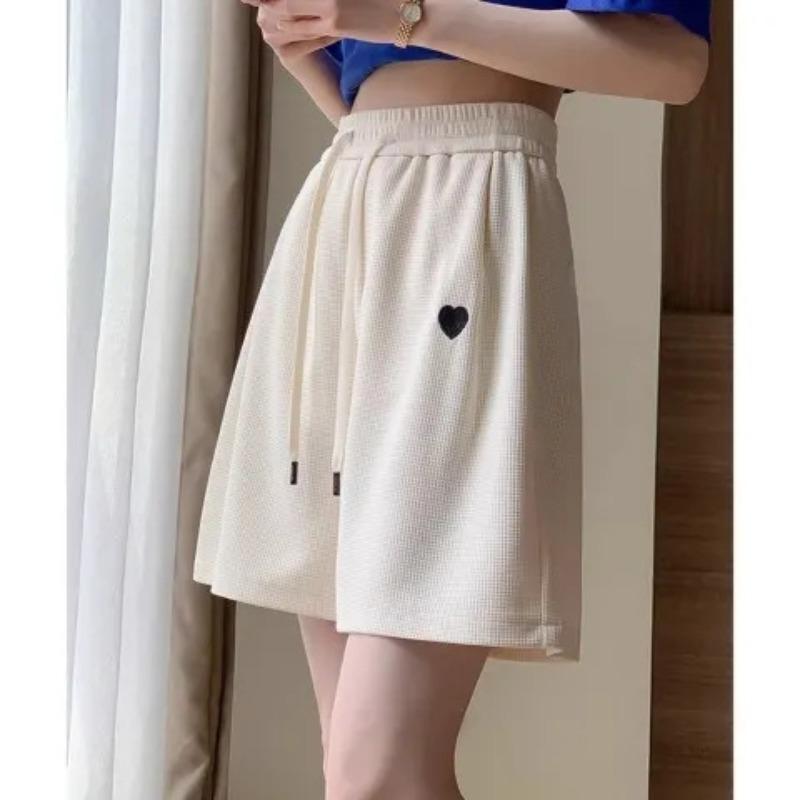 Спортивные шорты для женщин летом, мешковатые, тонкие, студенческие, повседневные брюки с высокой талией, А-силуэта, широкие, пятиточечные, средняя длина