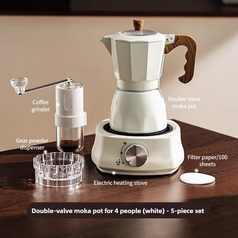 Двухклапанная мока-кофеварка Бытовая маленькая с ручным приводом Итальянская кофемашина Уличный набор кофейника для электрической плиты