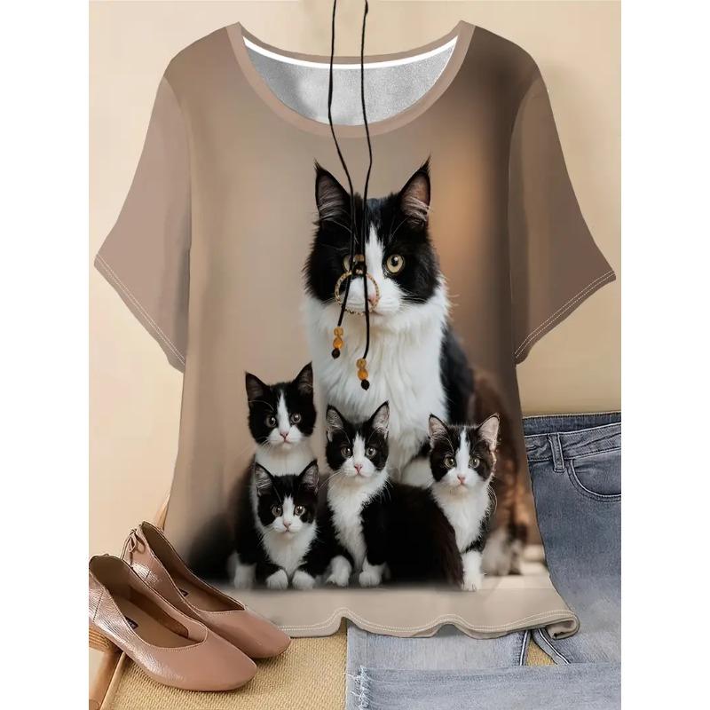 Women's T-Shirt Floral And Skull Print Fashion Casual Short-Sleeved Round Neck Blouse Street Oversized Women's Clothings Summer