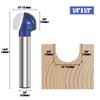 Vearter 4-Piece Set U-Groove Bit 6.35mm Shank Carbide Cove Box Router Bit 6/8/9.5/12.7mm Cutting