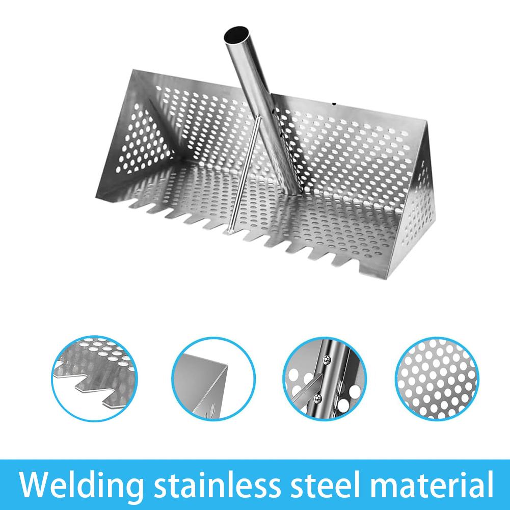 Грабли для песчаных блох Нержавеющая сталь Пескопросеиватель Съемная длинная ручка 135 см Складной просеиватель с зубами акулы для пляжного песка краб