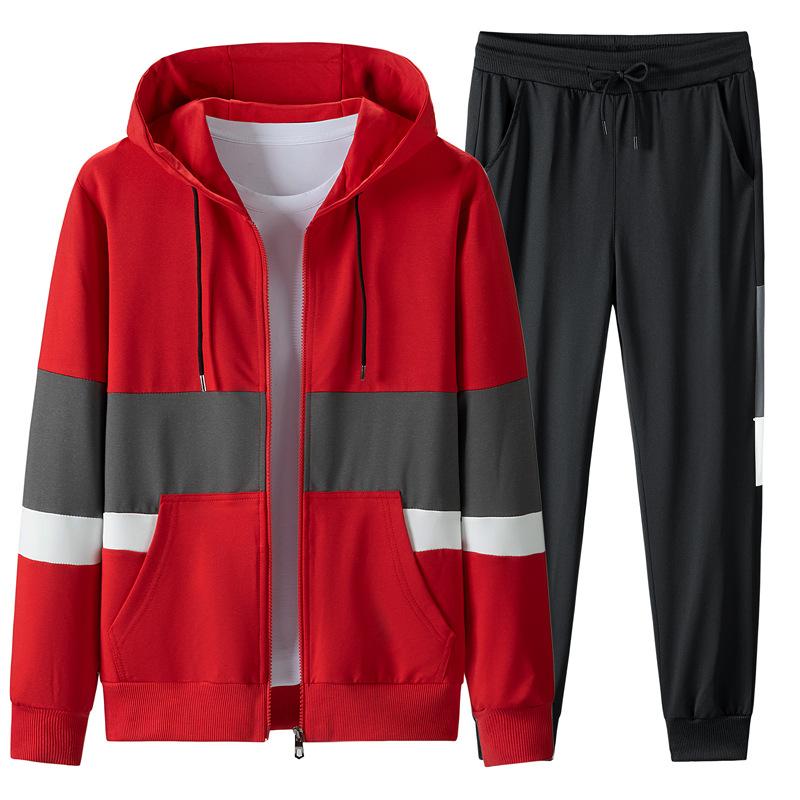 Autumn Winter Men's Sport Suit Trendy Brand Casual Cardigan Sweatshirt Fleece-lined Sports Wear