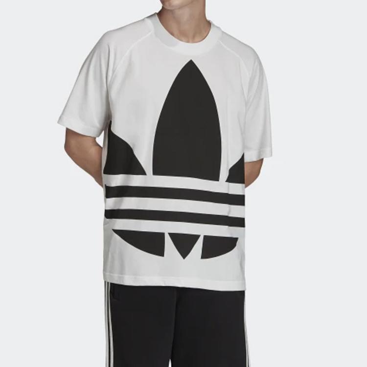 Adidas Свободная футболка Originals с большим трилистником и большим логотипом, белые топы FM9903