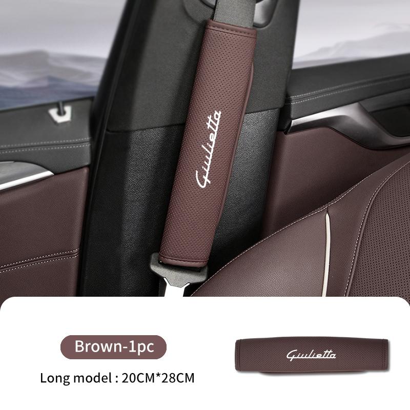 Car Seat Belt Shoulder Cover Leather Shoulder Protector Pad For Alfa Romeo 159 Giulietta 156 147 Giulia Mito GT Stelvio Spider ert853