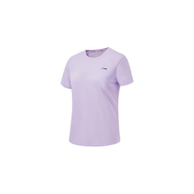 Футболка Li Ning Running Series однотонная светоотражающая быстросохнущая дышащая с коротким рукавом женская светло-фиолетовая ATST082-7