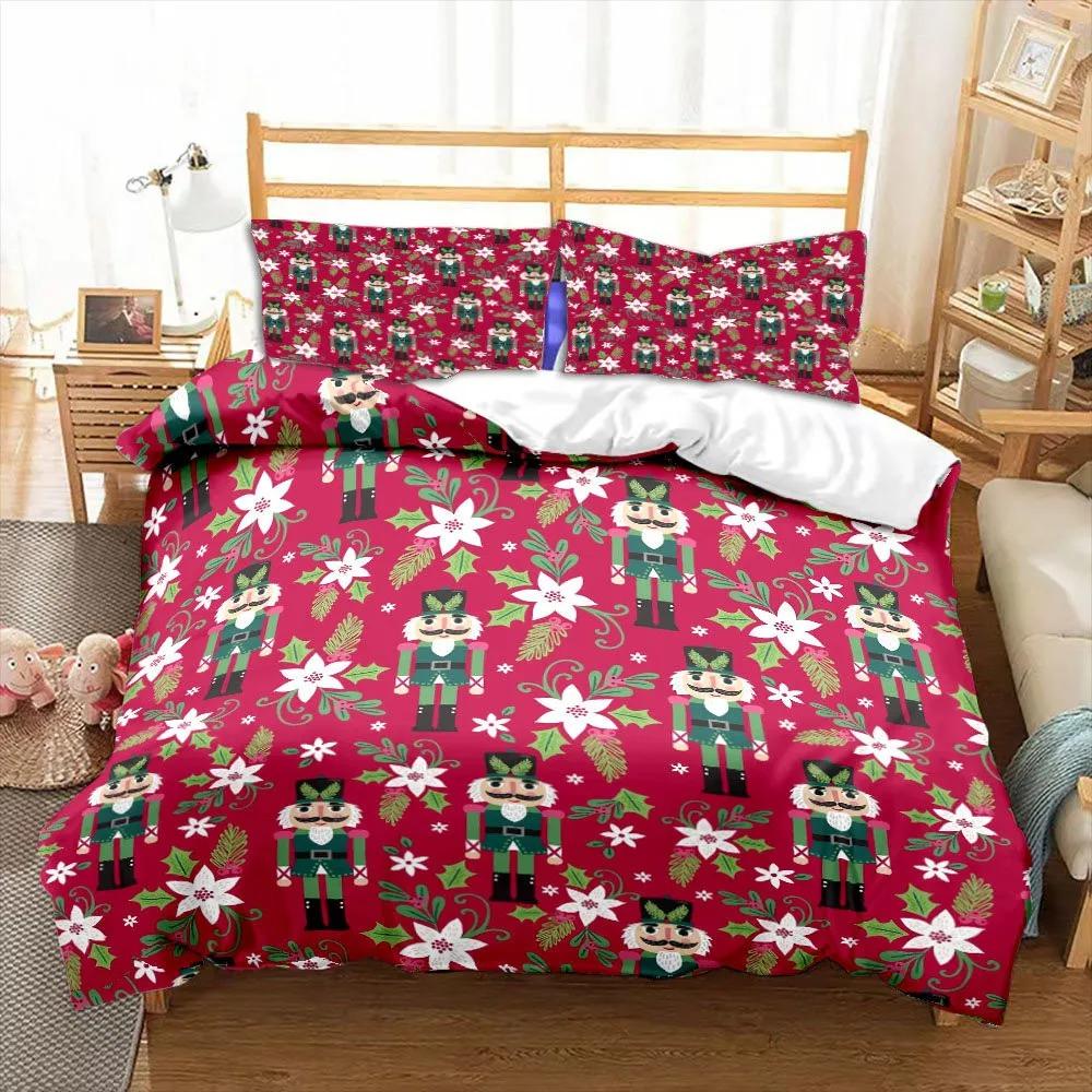 Мультяшный пододеяльник «Щелкунчик» Подарок на Рождество Украшение для спальни мальчика Женский мужской Мультяшный Королевский гвардеец Королева Кинг-сайз