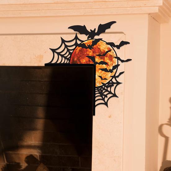 Украшение на дверь на Хэллоуин Паутина Летучая мышь Луна Дверная рама Угловой декор для дома