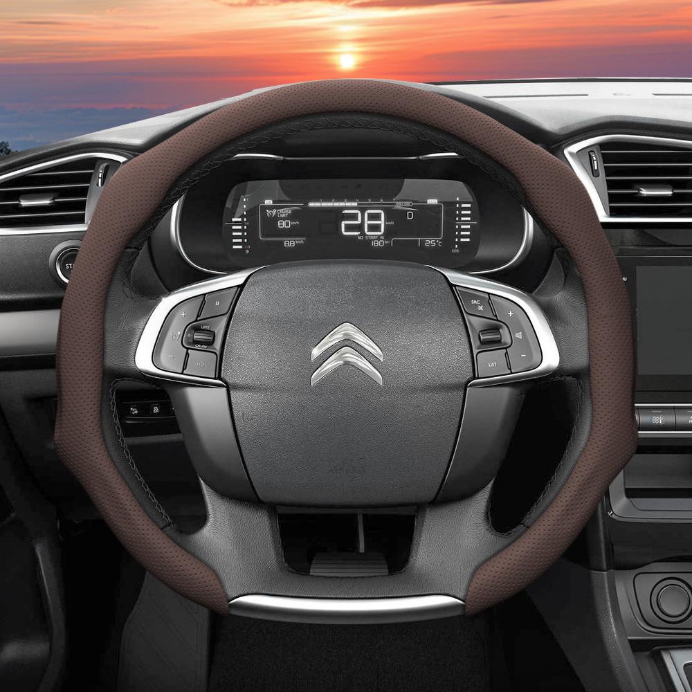 Подходит для Citroen Чехол на руль из перфорированной кожи C3 C4 X Berlingo C5 Aircross Jumper SpaceTourer Ami X Красный Черный