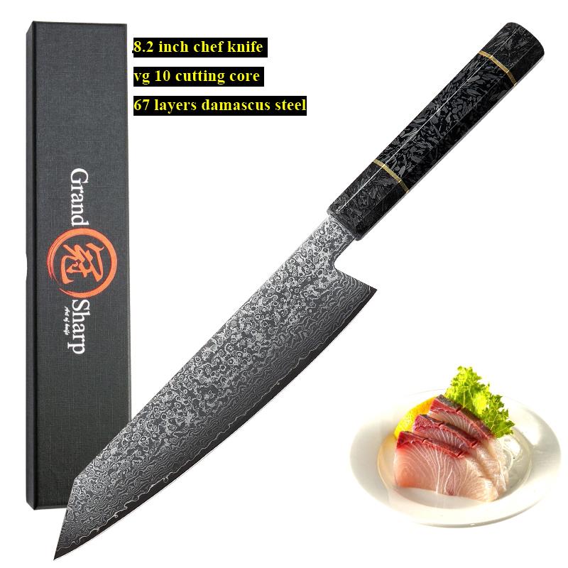 Grandsharp 8,2-дюймовые кухонные ножи из дамасской стали vg10, японский нож шеф-повара из дамасской стали Кирицуке
