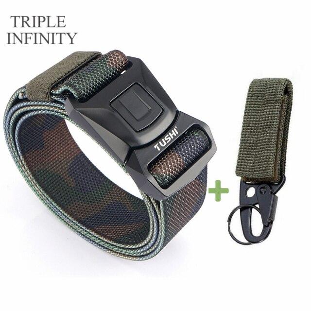 Новый мужской ремень для брюк, цинковый сплав, сменная пряжка, защитные мужские ремни для работы на открытом воздухе, быстросохнущий прочный нейлоновый повседневный вязаный ремень