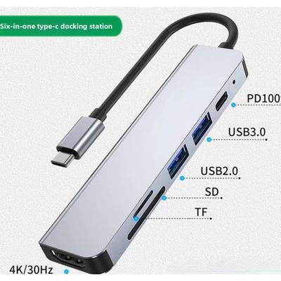 Многопортовый USB C хаб 6 в 1 с кардридером, совместимый с ноутбуками MacBook Pro Air Huawei