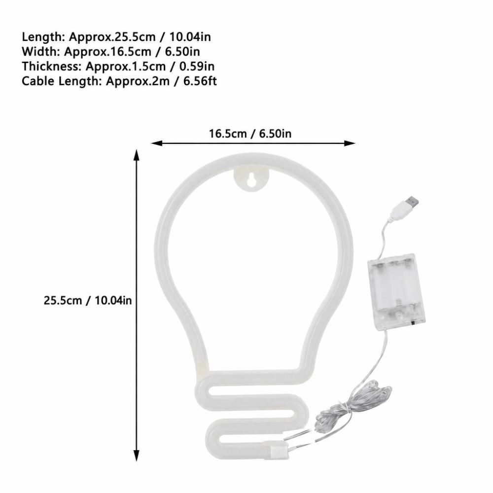 Цветная лампочка Форма Неоновый Свет Питание от USB или Батареи Светодиодный Знак Неоновый Знак Декор на День Рождения