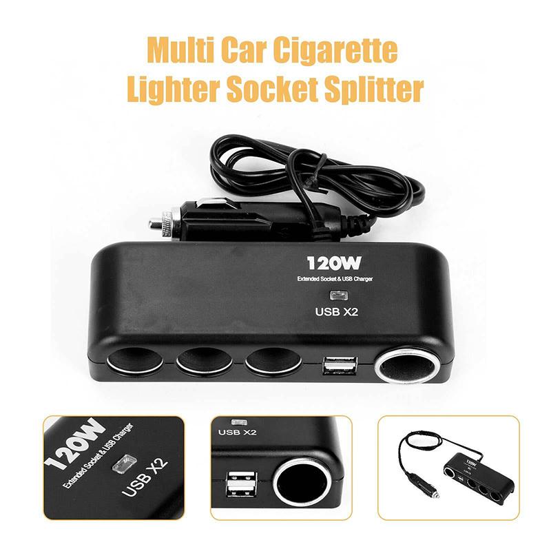 4 Way Multi Socket Car Cigarette Lighter Splitter USB Charger Adapter 12V 24V