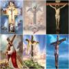 Full Round Drill 5D DIY Diamond Painting God Cross Religion Embroidery Mosaic Rhinestones Home Decoration