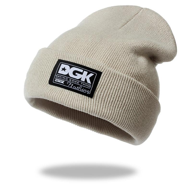 Knitted Hat for Women Korean Version Warm Woolen Hat with Patch Fashion Street Dance Pullover Cold Hat for Men Trendy Letter Embroidery