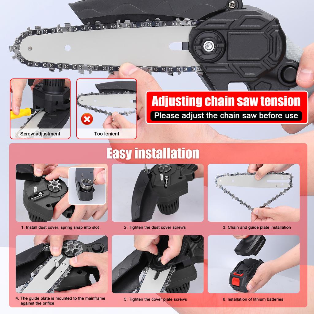 21 В 6-дюймовые портативные электрические обрезные пилы, маленькая бензопила для раскалывания древесины, щеточный двигатель, одна рука