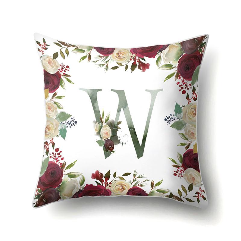 Полиэстеровая наволочка Американский Ретро Цветок Растение 26 Английских Букв Наволочка для Подушки Автомобильная Наволочка