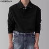 INCERUN Осень-весна Мужские свитера с длинным рукавом на молнии с отворотом и воротом