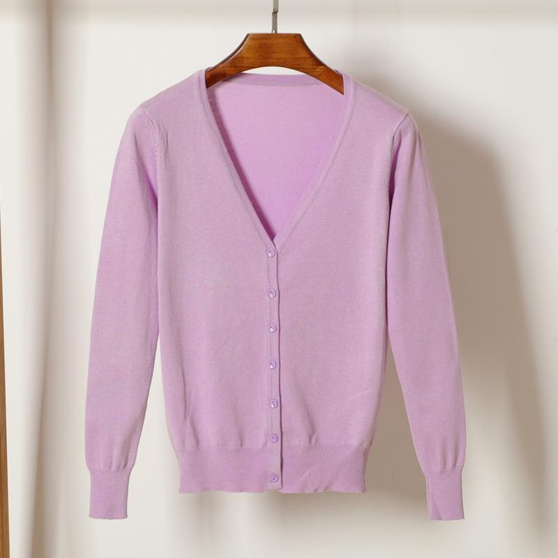 New top with long-sleeved knitted sweater cardigan sweater women's clothing short thin coat